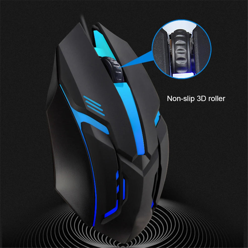 Mouse com fio USB E-Sports, mouse gamer LED colorido com fio de 5000 DPI, mouse óptico com fio para jogos, para desktop, laptop, PC, computador