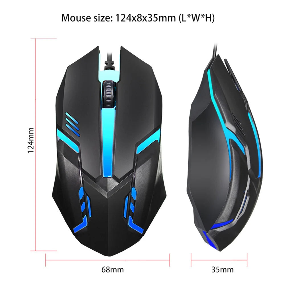 Mouse com fio USB E-Sports, mouse gamer LED colorido com fio de 5000 DPI, mouse óptico com fio para jogos, para desktop, laptop, PC, computador