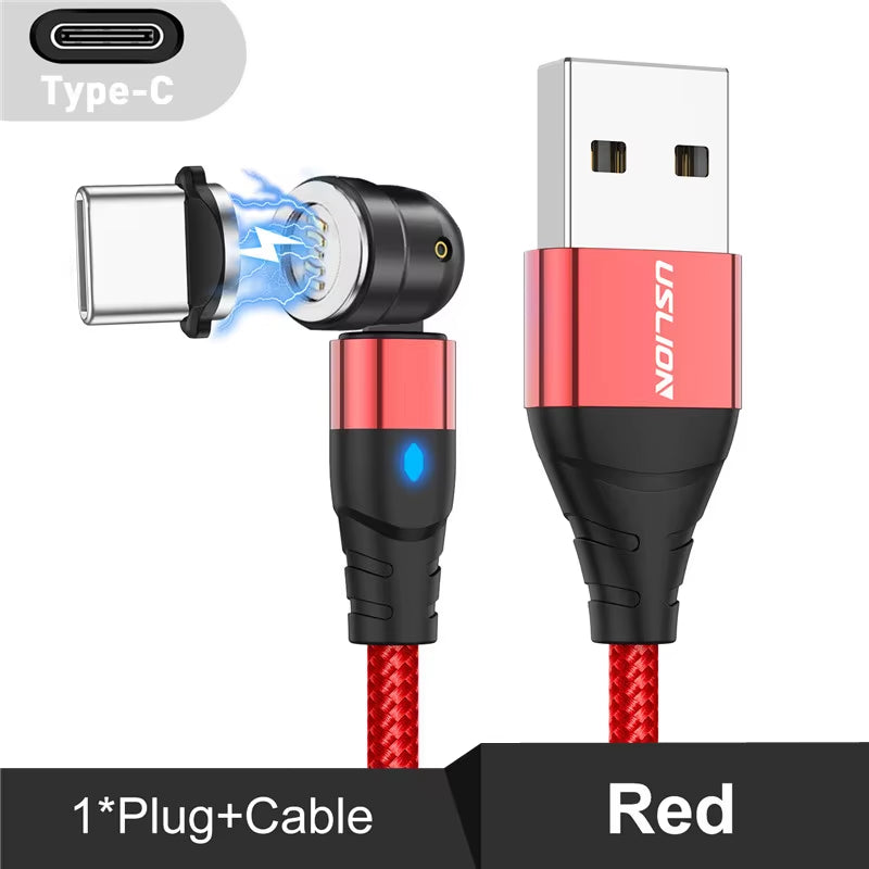 Cabo de dados magnético tipo C de 540°, carregamento rápido, cabo de telefone micro USB magnético para iPhone 12, cabo de fio Xiaomi