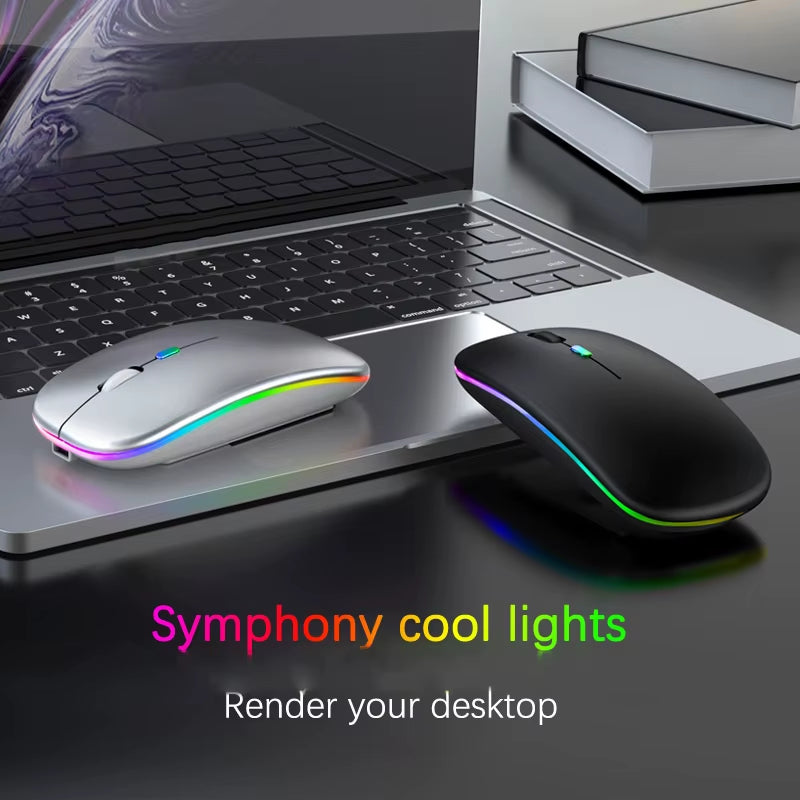 Mouse Sem Fio Recarregável Luminoso 2.4G USB Tablet Telefone Computador Bluetooth Sem Fio Mouse Portátil Gamer