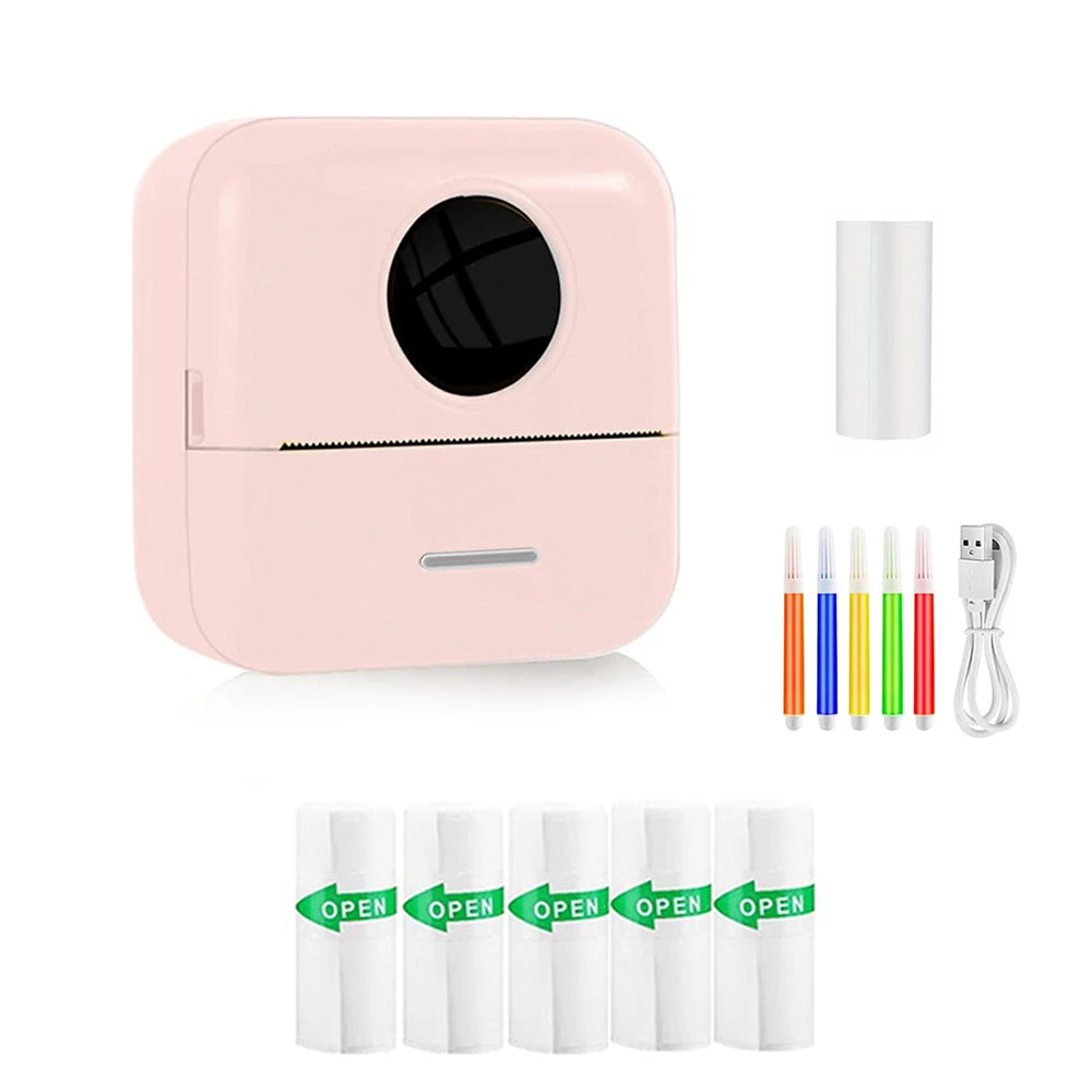 Mini impressora, fabricante de adesivos sem tinta, impressora de bolso pequena com corte gratuito, impressora térmica portátil para diário fotográfico, anotações e memorandos