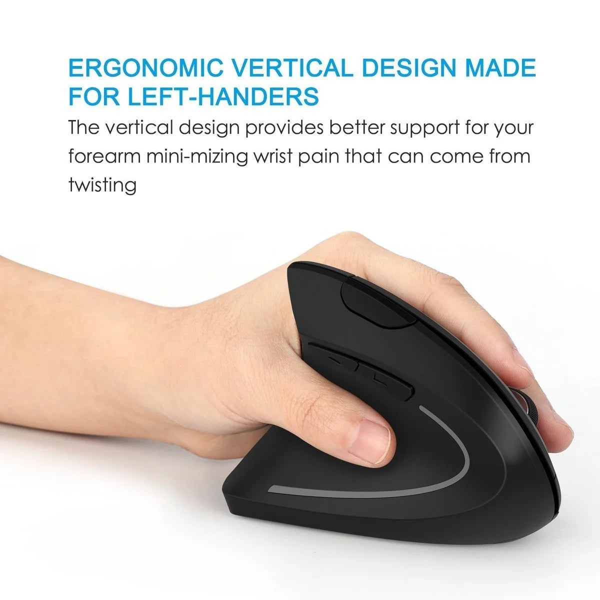 Mouse vertical ergonômico 2.4G sem fio para destros e canhotos, mouse óptico USB 6D para jogos de computador, para laptop e PC