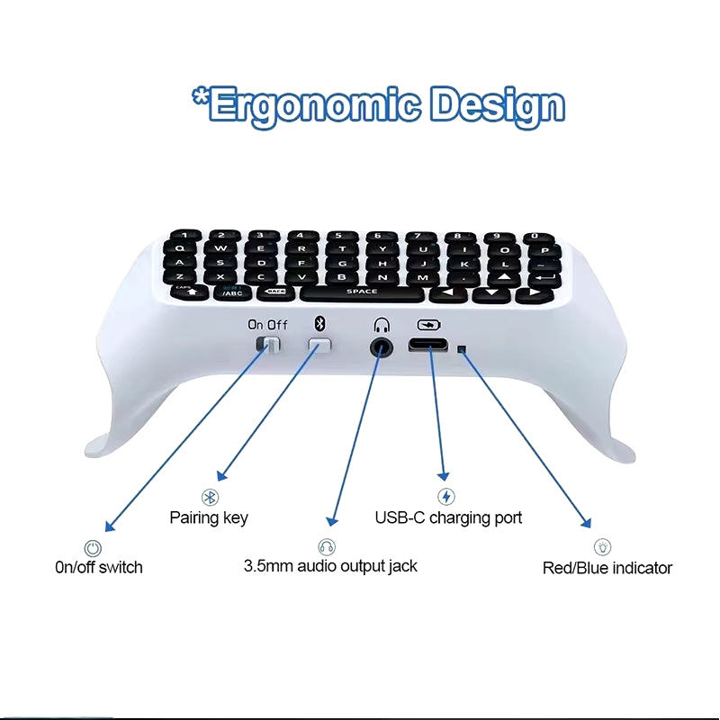 Teclado sem fio para controle de PS5, cabo Bluetooth, teclado externo para Playstation 5, teclado Bluetooth para chatpad