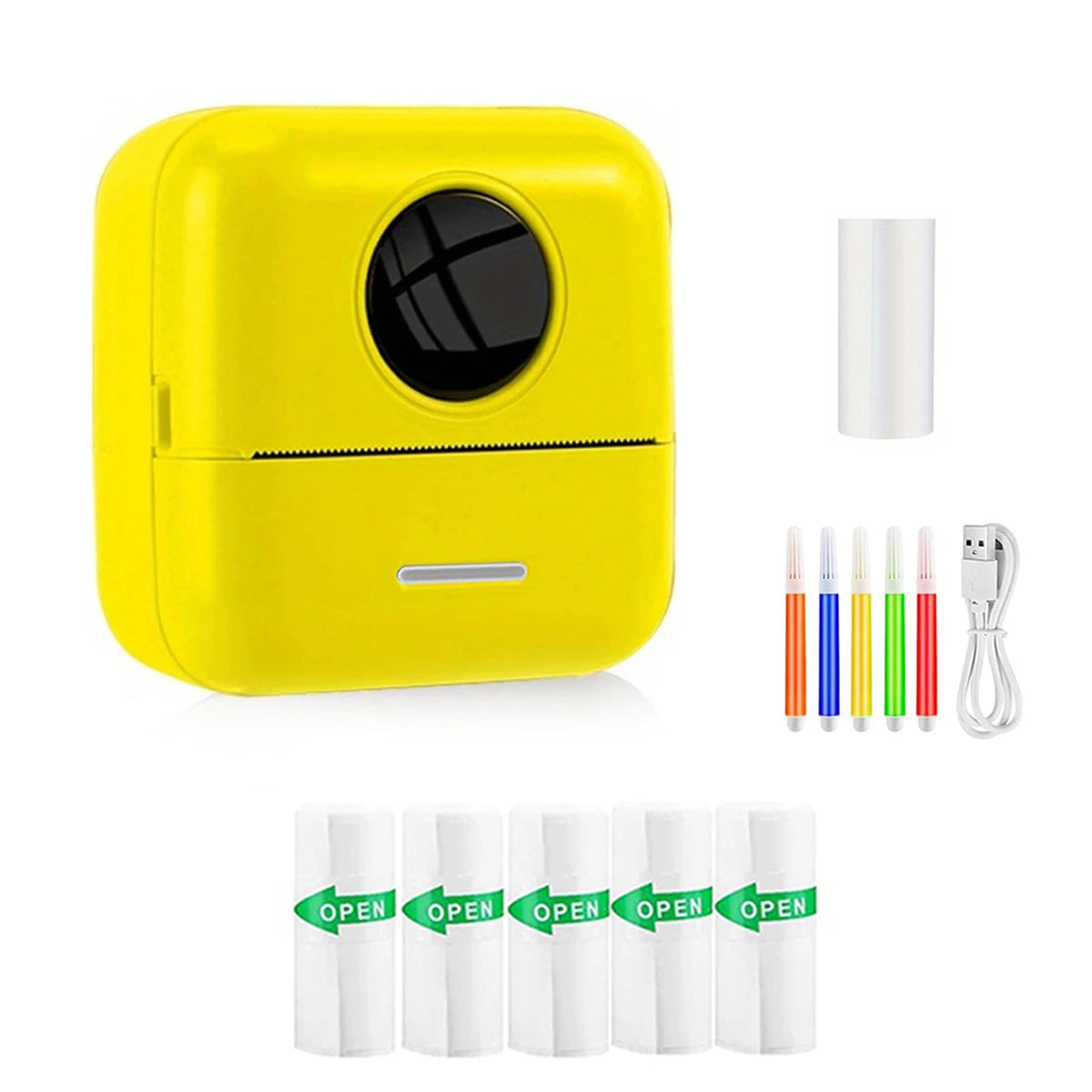 Mini impressora, fabricante de adesivos sem tinta, impressora de bolso pequena com corte gratuito, impressora térmica portátil para diário fotográfico, anotações e memorandos