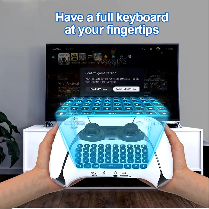 Teclado sem fio para controle de PS5, cabo Bluetooth, teclado externo para Playstation 5, teclado Bluetooth para chatpad