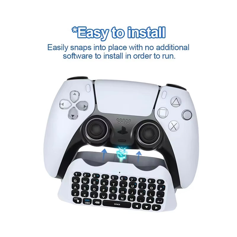 Teclado sem fio para controle de PS5, cabo Bluetooth, teclado externo para Playstation 5, teclado Bluetooth para chatpad