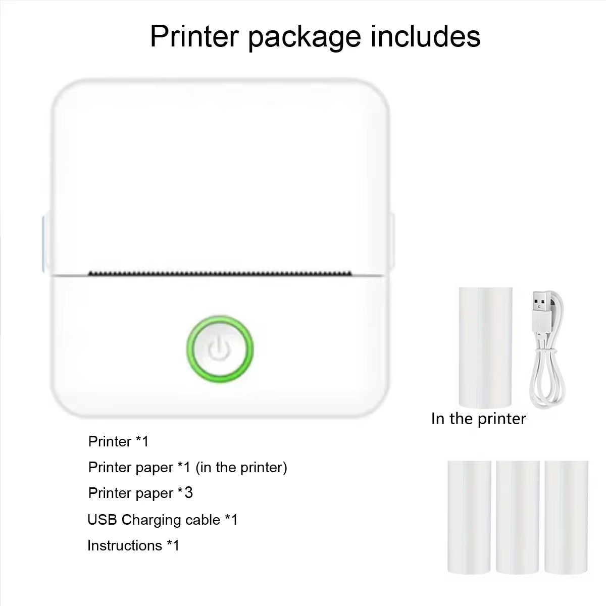 Mini impressora, fabricante de adesivos sem tinta, impressora de bolso pequena com corte gratuito, impressora térmica portátil para diário fotográfico, anotações e memorandos