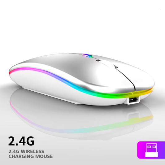 Mouse Sem Fio Recarregável Luminoso 2.4G USB Tablet Telefone Computador Bluetooth Sem Fio Mouse Portátil Gamer 