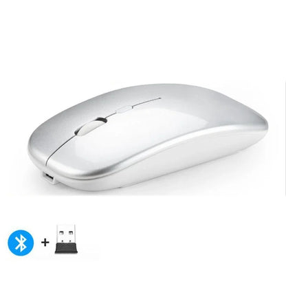 Mouse sem fio recarregável compatível com Bluetooth 2,4 GHz, modo duplo, mouse de computador com receptor nano para PC, laptop, Macbook