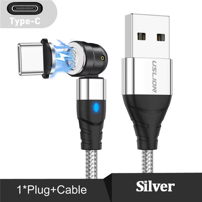 Cabo de dados magnético tipo C de 540°, carregamento rápido, cabo de telefone micro USB magnético para iPhone 12, cabo de fio Xiaomi