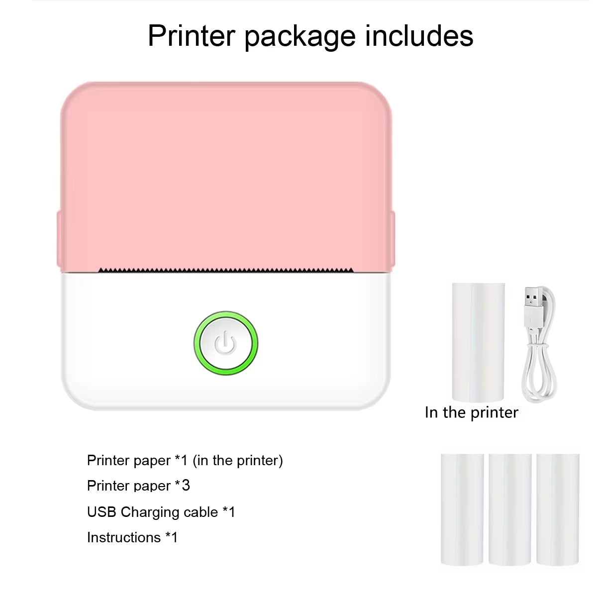 Mini impressora, fabricante de adesivos sem tinta, impressora de bolso pequena com corte gratuito, impressora térmica portátil para diário fotográfico, anotações e memorandos