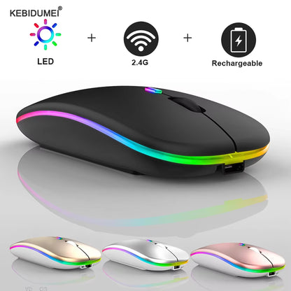 Mouse Sem Fio Recarregável Luminoso 2.4G USB Tablet Telefone Computador Bluetooth Sem Fio Mouse Portátil Gamer 