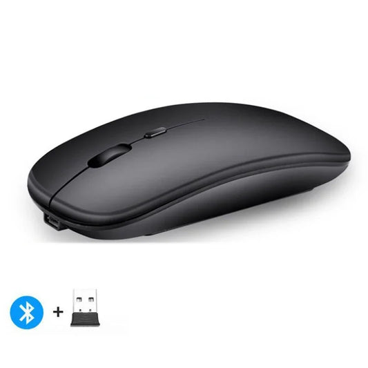 Mouse sem fio recarregável compatível com Bluetooth 2,4 GHz, modo duplo, mouse de computador com receptor nano para PC, laptop, Macbook
