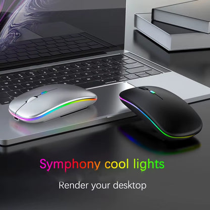 Mouse Sem Fio Recarregável Luminoso 2.4G USB Tablet Telefone Computador Bluetooth Sem Fio Mouse Portátil Gamer 