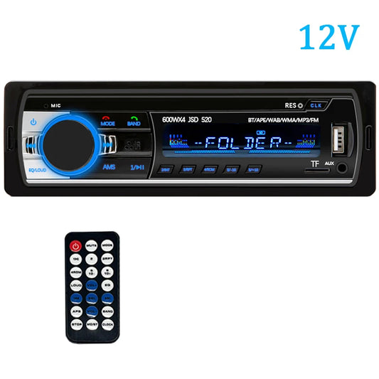 Rádio automotivo 1 Din estéreo digital Bluetooth MP3 player 60Wx4 FM rádio estéreo áudio música USB/SD com entrada auxiliar no painel