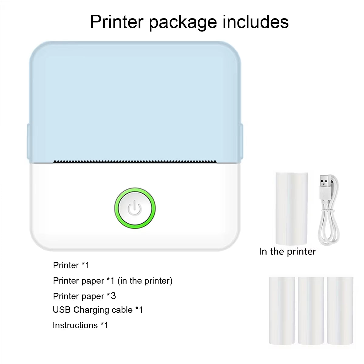 Mini impressora, fabricante de adesivos sem tinta, impressora de bolso pequena com corte gratuito, impressora térmica portátil para diário fotográfico, anotações e memorandos