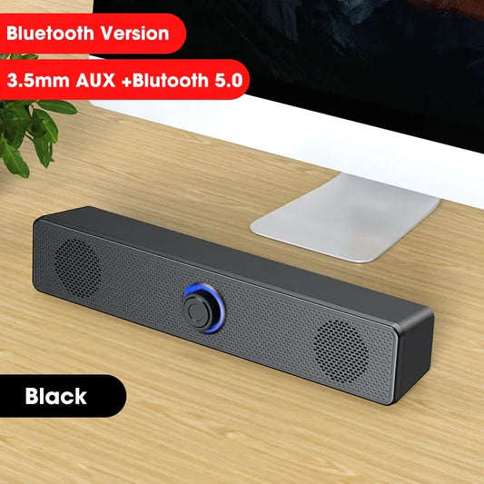 Alto-falantes para computador, caixa de som para PC, barra de som alimentada por USB, alto-falante Bluetooth com e sem fio para jogos de PC, sistema de áudio surround