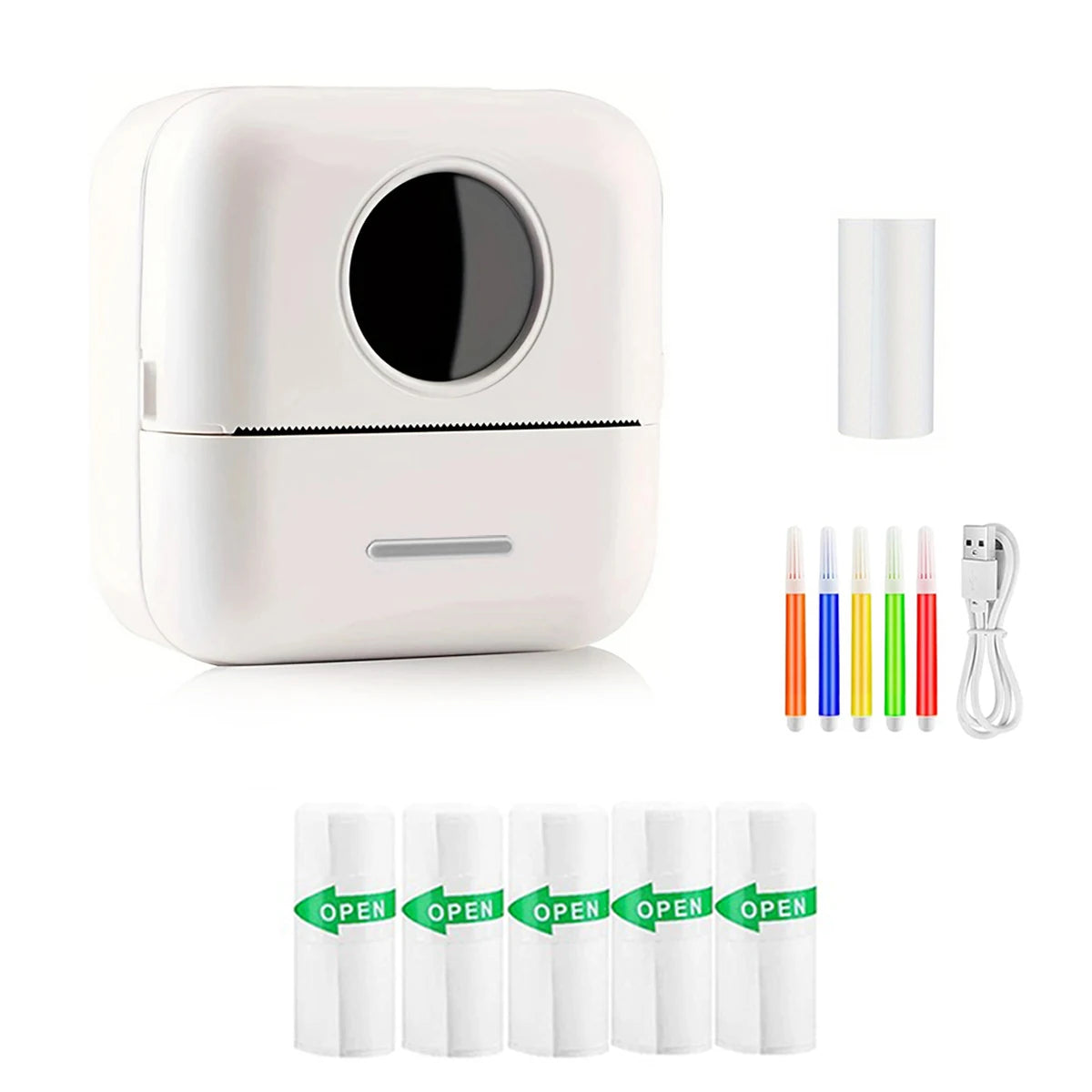 Mini impressora, fabricante de adesivos sem tinta, impressora de bolso pequena com corte gratuito, impressora térmica portátil para diário fotográfico, anotações e memorandos
